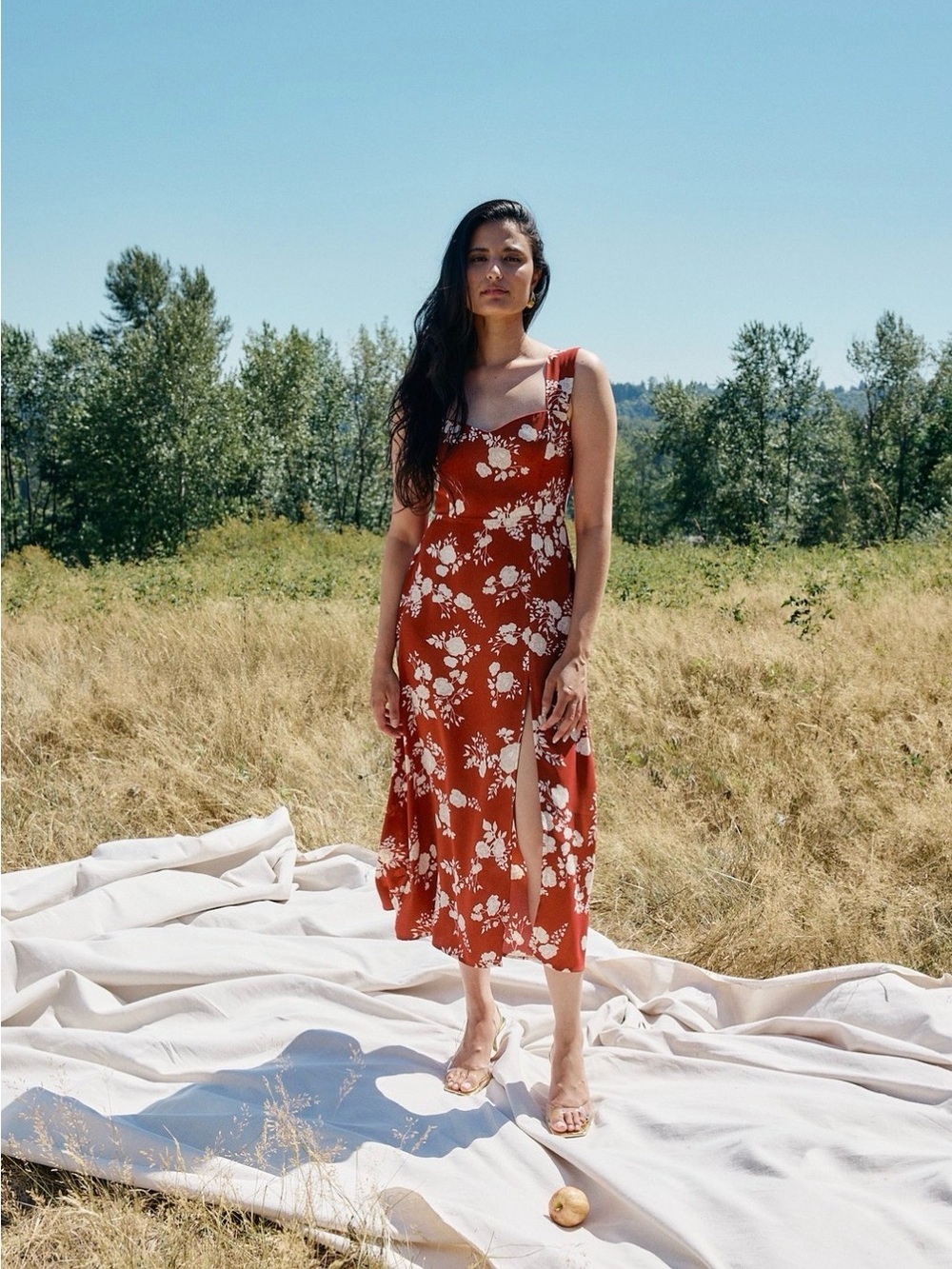 Park & Fifth Red Floral Midi Dress